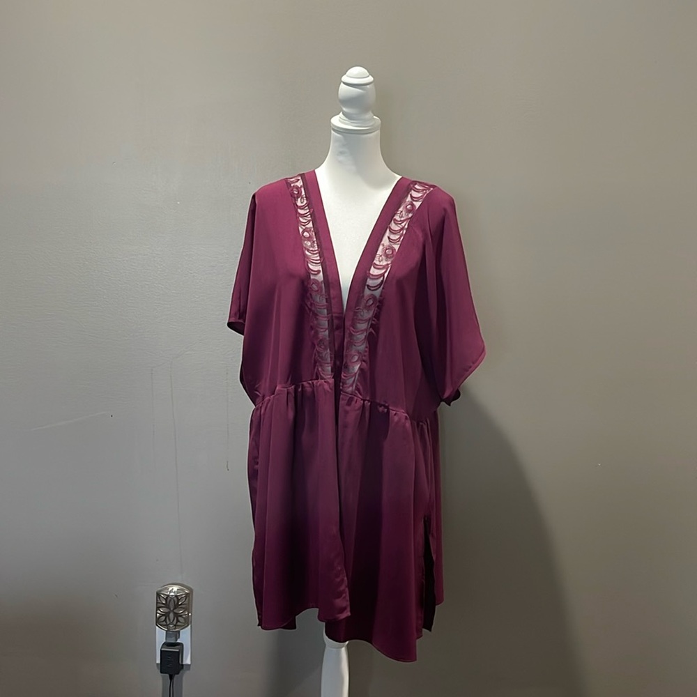 Deep burgundy chiffon overpiece